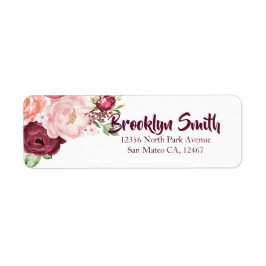 ブルゴーニュ/マルサラ&ピンク牡丹ブーケ ラベル