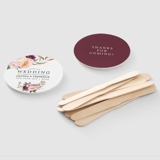 ブルゴーニュ – マルサラ&ピーチフローラ結婚式の引き出物 ハンドファン (組立なし)