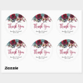 ブルゴーニュ・マルサラ・レッド・ネイビーフローラ結婚ズ・サンキュー ラウンドシール (シート)