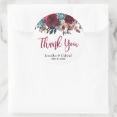 ブルゴーニュ・マルサラ・レッド・ネイビーフローラ結婚ズ・サンキュー ラウンドシール (バッグ)