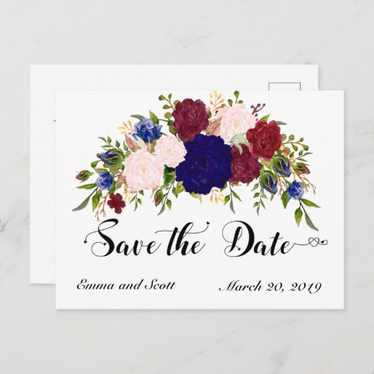 ブルゴーニュ・マルーン海軍フローラ花の保存日 案内ポストカード (正面/裏面)