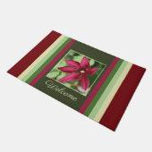 ブルゴーニュ&ミントグリーンストライプ ドアマット (アングル)