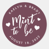 ブルゴーニュ |ミントto Beパーソナライズされた結婚式の引き出物 ラウンドシール (正面)