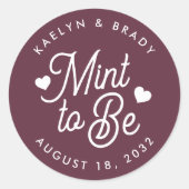 ブルゴーニュ |ミントto Beパーソナライズされた結婚式の引き出物 ラウンドシール (正面)