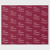 ブルゴーニュ・メリークリスマスパーソナライズされた ラッピングペーパー (フラット)