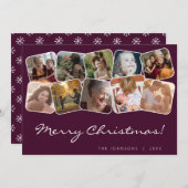 ブルゴーニュ・メリークリスマス10写真コラージュ シーズンカード (正面/裏面)