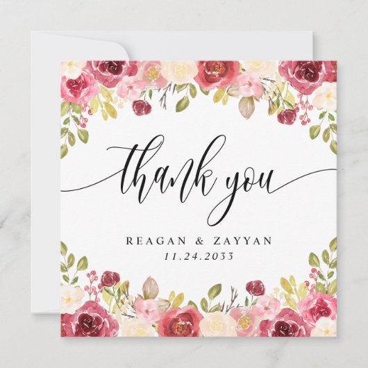 ブルゴーニュ・メロ結婚フローラサンキューカード サンキューカード (正面)