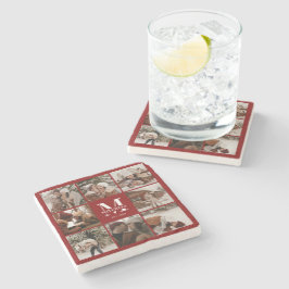 ブルゴーニュ・モノグラムイニシャルファミリー名&写真 ストーンコースター