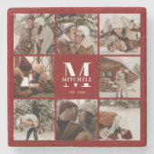 ブルゴーニュ・モノグラムイニシャルファミリー名&写真 ストーンコースター (正面)