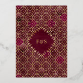 ブルゴーニュ・モロッコアルチ結婚ムスリム金ゴールド 箔招待状 (裏面)