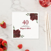 ブルゴーニュ・ルビー・レッド結婚・ローズ40周年 スタンダードカクテルナプキン (インサイチュ)