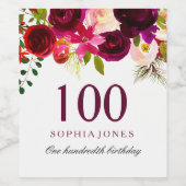 ブルゴーニュ・レッドフローラボホ100thバースデーパーティー ワインラベル (シングルラベル)