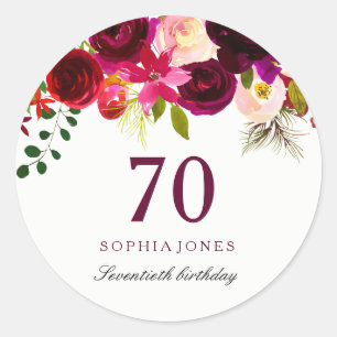 ブルゴーニュ・レッドフローラボホ70th誕生日パーティー ラウンドシール