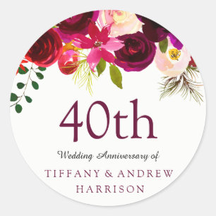 ブルゴーニュ・レッドフローラボー結婚ホ40周年記念 ラウンドシール