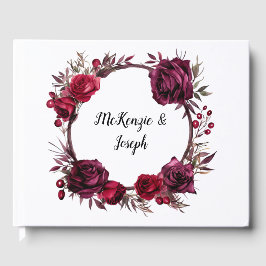 ブルゴーニュ&レッドローゼスブランチリース結婚ズ ゲストブック