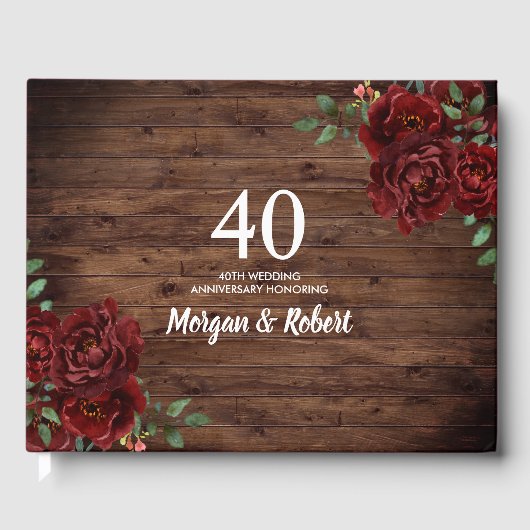 ブルゴーニュ・レッド素朴・ローズ40結婚周年 ゲストブック (正面)