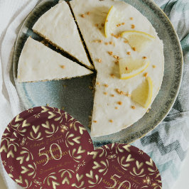 ブルゴーニュ・レッド金ゴールド50結婚周年 ペーパープレート