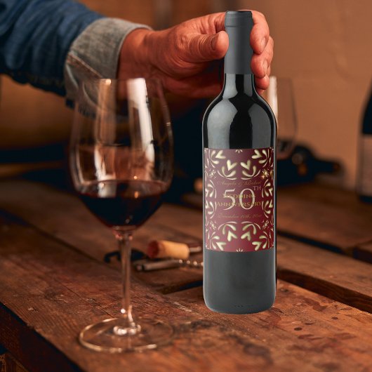 ブルゴーニュ・レッド金ゴールド50結婚周年 ワインラベル