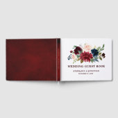 ブルゴーニュ・レッド・ネイビー素朴フローラの結婚ゲストブック ゲストブック (全面)