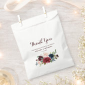 ブルゴーニュ・レッド・ネイビー素朴フローラボ結婚ーホ フェイバーバッグ (クリップ留めされた状態)