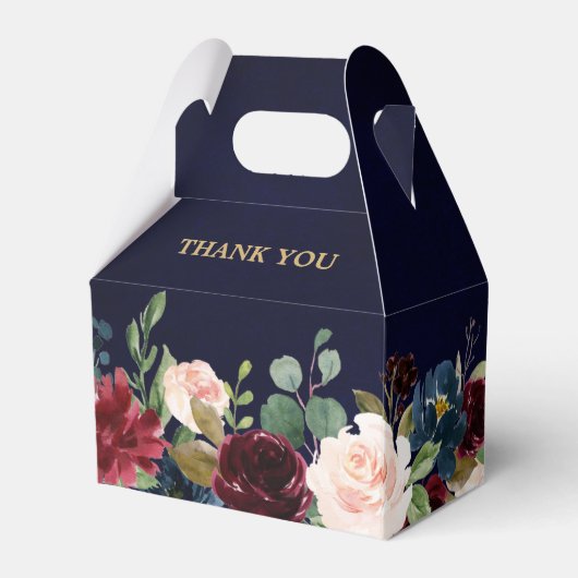 ブルゴーニュ・レッド・ネイビー素朴フローラボ結婚ーホ フェイバーボックス (裏面サイド)