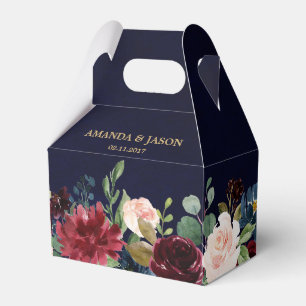 ブルゴーニュ・レッド・ネイビー素朴フローラボ結婚ーホ フェイバーボックス