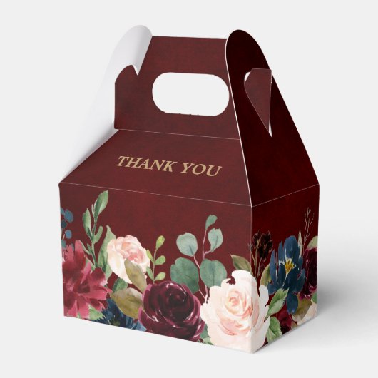 ブルゴーニュ・レッド・ネイビー素朴フローラボ結婚ーホ フェイバーボックス (裏面サイド)