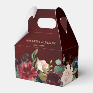 ブルゴーニュ・レッド・ネイビー素朴フローラボ結婚ーホ フェイバーボックス