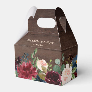 ブルゴーニュ・レッド・ネイビー素朴フローラボ結婚ーホ フェイバーボックス