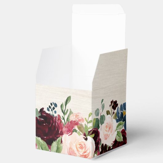 ブルゴーニュ・レッド・ネイビー素朴フローラボ結婚ーホ フェイバーボックス (オープン)