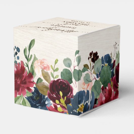 ブルゴーニュ・レッド・ネイビー素朴フローラボ結婚ーホ フェイバーボックス (裏面サイド)