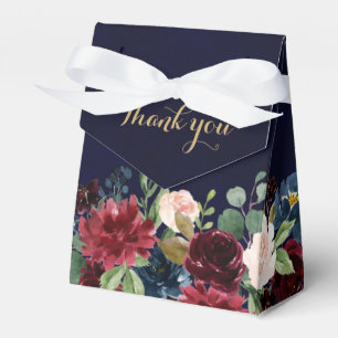 ブルゴーニュ・レッド・ネイビー素朴フローラボ結婚ーホ フェイバーボックス