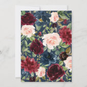 ブルゴーニュ・レッド・ネイビー素朴フローラボ結婚ーホ 招待状 (裏面)