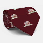 ブルゴーニュ・レッド・ブック&フラワーズ男子卒業制作 ネクタイ (ロール)