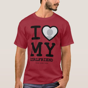 ブルゴーニュ・レッド・ブラック・アイ・ラブ・マイ・ガールフレンド・ Tシャツ