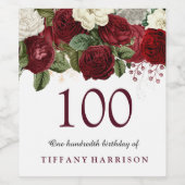 ブルゴーニュ・レッド・ホワイト・ローズ100thバースデーパーティー ワインラベル (シングルラベル)