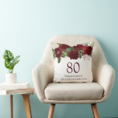 ブルゴーニュ・レッド・ホワイト・ローズ80誕生日・ギフト クッション (椅子)