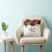 ブルゴーニュ・レッド・ホワイト・ローズ90誕生日・ギフト クッション (椅子)