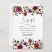 ブルゴーニュ・レッド・ボホ第60回誕生日パーティー 招待状 (正面)