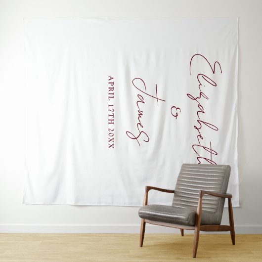 ブルゴーニュ・レッド・ミニマル結婚リストの写真の背景 タペストリー (インサイチュ(横))