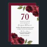 ブルゴーニュ・レッド・ロエレガントローズ70thバースデーパーティー 招待状<br><div class="desc">Burgundy Red Roses エレガント 70th Birthday Party Invitationニッチとネストストアのマッチングコレクションを参照</div>