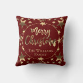 ブルゴーニュ·レッド·金ゴールドの脚エレガント本が聖降誕祭メリー クッション (裏面)
