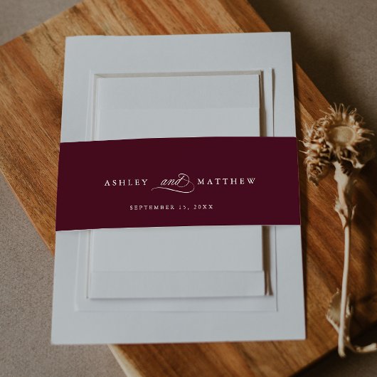 ブルゴーニュ・ロマン結婚ティック書道 招待状ベリーバンド