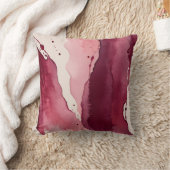 ブルゴーニュ、ローズウッドピンク、ソフトアイボリー水彩 クッション (ブランケット)