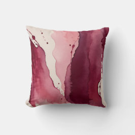 ブルゴーニュ、ローズウッドピンク、ソフトアイボリー水彩 クッション