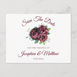 ブルゴーニュ・ローズ・ブーケSave the Date 案内ポストカード