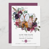 ブルゴーニュ・ワイン・ボホ結婚フローラの写真 セーブザデート (正面/裏面)