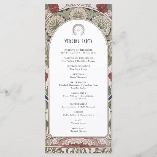 ブルゴーニュ・ヴィンテージ・ウェディングプログラムアールヌーボー プログラム (裏面)