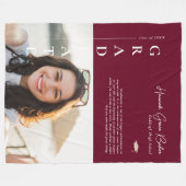 ブルゴーニュ |卒業式シンプルの写真と引用文 フリースブランケット (正面(横))