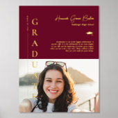 ブルゴーニュ |卒業式シンプルの写真と引用文 箔ポスター (正面)